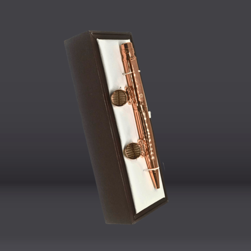 طقم بلون نحاسي رجالي فخم (قلم + كبك)