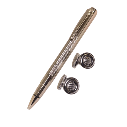 طقم بلون فضي رجالي فخم (قلم + كبك)