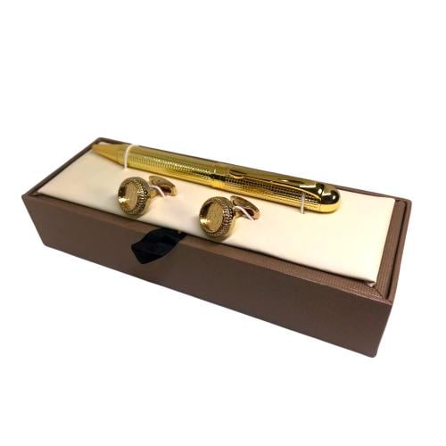 طقم ذهبي رجالي فخم (قلم + كبك)