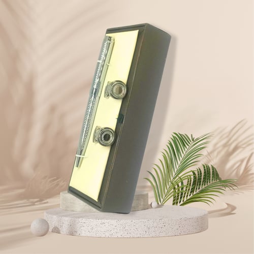 طقم بلون فضي رجالي فخم (قلم + كبك)