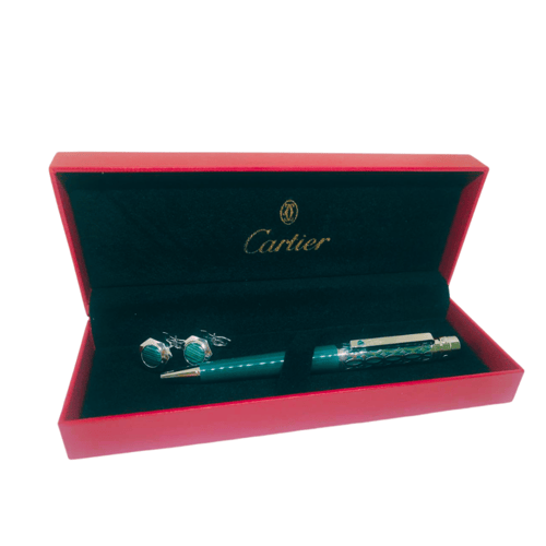 طقم رجالي أخضر قلم مع كبك