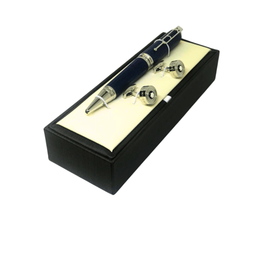 طقم رجالي مونت بلانك قلم مع كبك