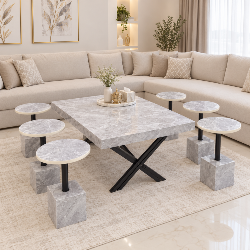 طقم طاولة كنب ٧ قطع