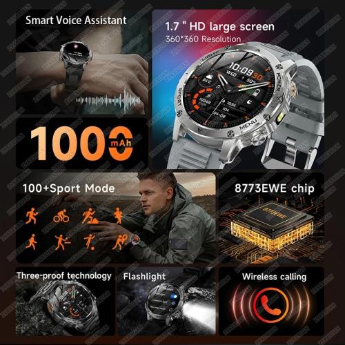 2025 جديد نظام تحديد المواقع الرياضة في الهواء الطلق ساعة ذكية الرجال AMOLED شاشة NFC مصباح يدوي معدل ضربات القلب مقاوم للماء بلوت...