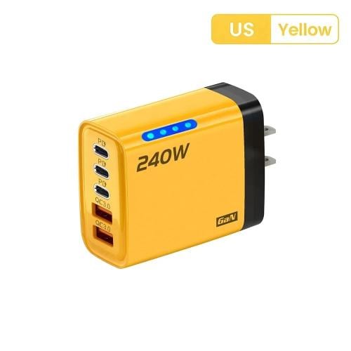 240 واط GaN USB C شاحن 5 في 1 شحن سريع شاحن الهاتف محول الطاقة آيفون سامسونج شاومي نوع C الاتحاد الأوروبي/الولايات المتحدة التوصيل...