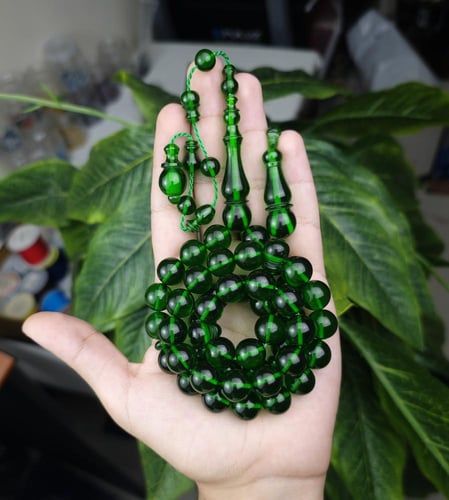 سبحة فاتوران اخضر شفاف تمليكة