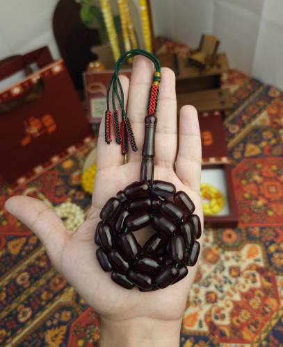 سبحة زعفران اخضر شفاف غامق كركوشة