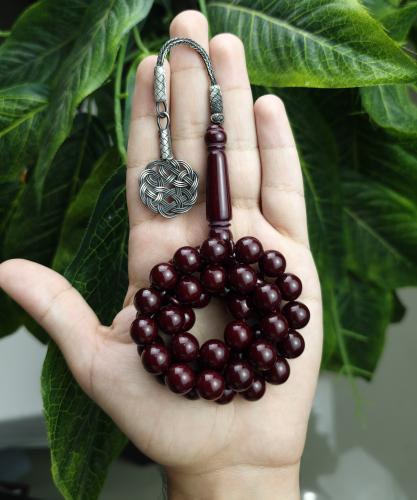 سبحة بكلايت عنابي ملكي طربزونة فضة