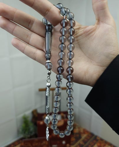 سبحة بكلايت رمادي شفاف