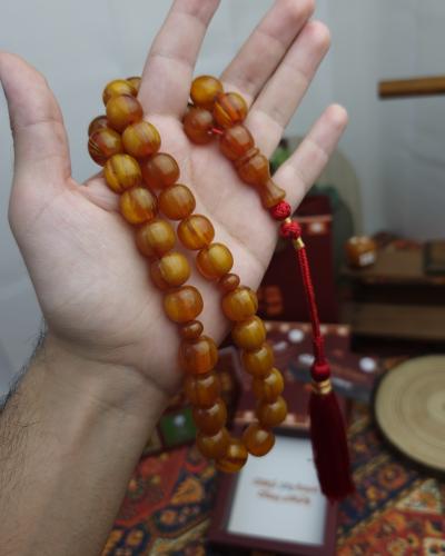 سبحة فاتوران كهرماني معرق كركوشة