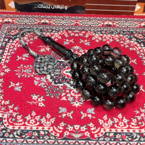 سبحة بكلايت رصاصي شفاف طربزونة فضة