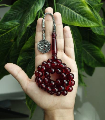 سبحة بكلايت دم غزال طربزونة فضة