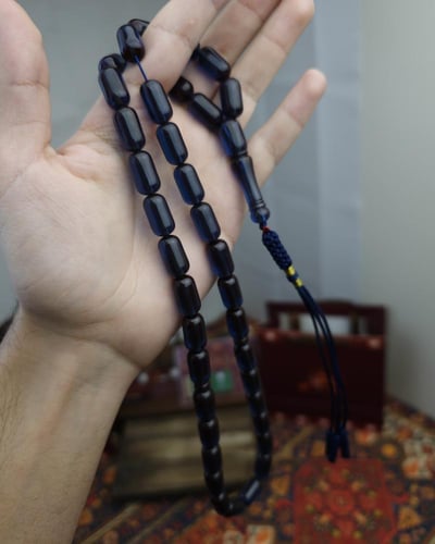 سبحة زعفران كحلي شفاف حرباء كركوشة