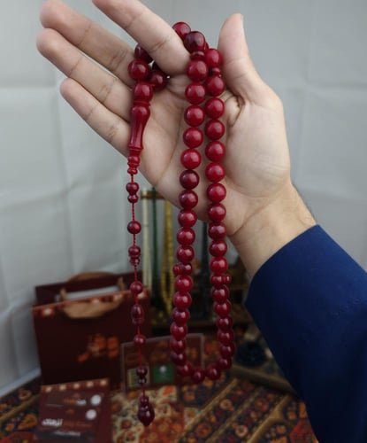 سبحة فاتوران عنابي معرق ملكي تمليكة