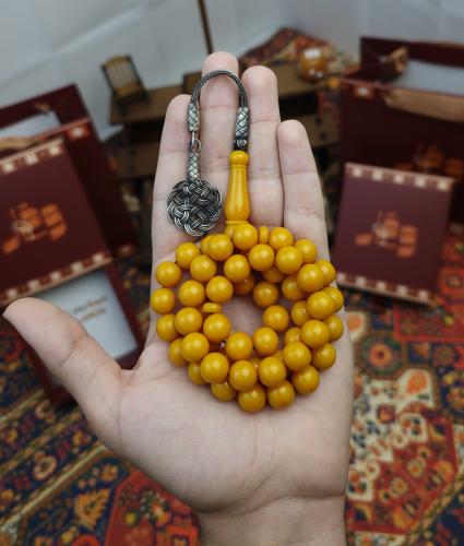 سبحة فاتوران كركمي معرق طربزونة فضة