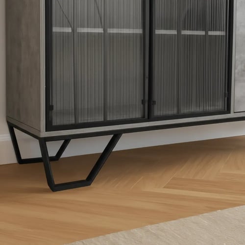 دولاب بوفية خشب ومعدن رمادي فاخر | تنسيق أنيق وفخم...