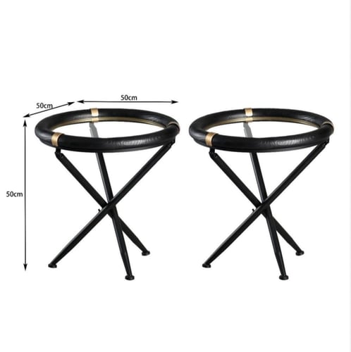 طقم طاولات قهوة دائري 3 قطع تصميم مودرن - لون اسود