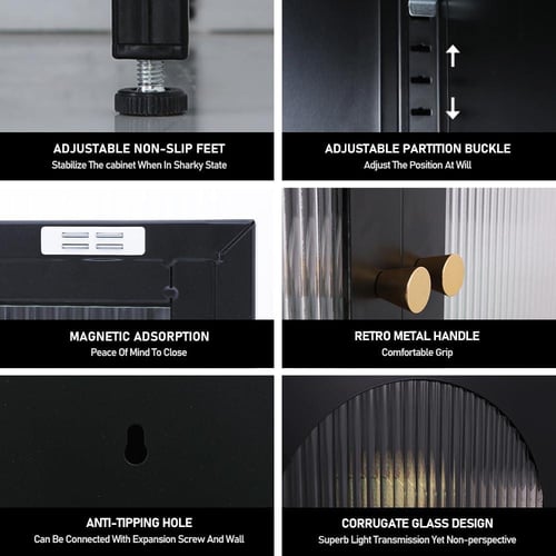 دولاب تخزين باللون الأسود مقاس 100x80 سم