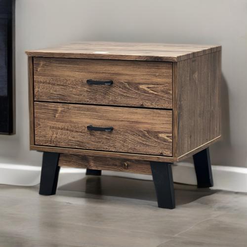 كومدينه خشب بدرجين باللون البني مقاس 43x48 سم