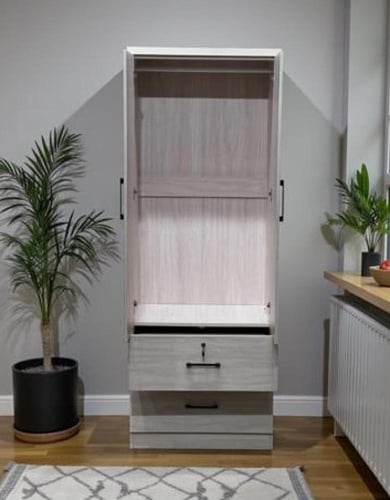 دولاب ملابس عملي مودرن - رمادي