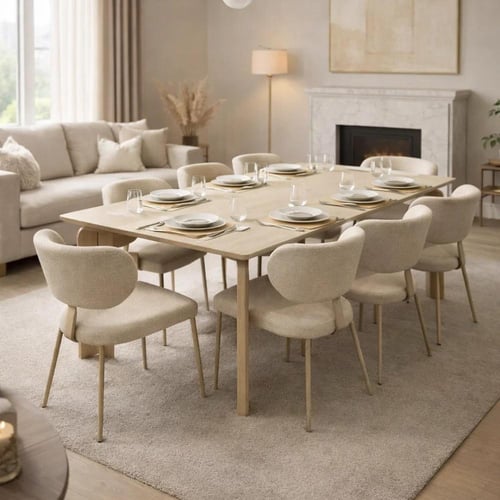 طاولة طعام سيراميك مودرن - بلون بيج فاخر