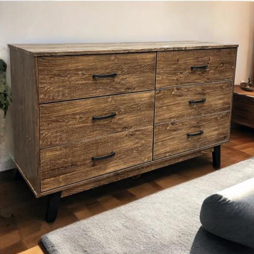 خزانة ادراج ذات 6 ادراج خشب باللون يني مقاس 74x120...