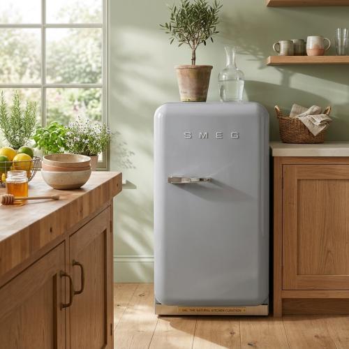 ثلاجة SMEG ريترو فضي 34 لتر | تصميم الخمسينات الأن...