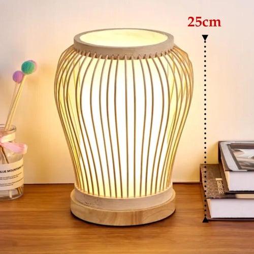 اباجورة طاوله من الخيزران باللون البيج - مقاس 25 س...