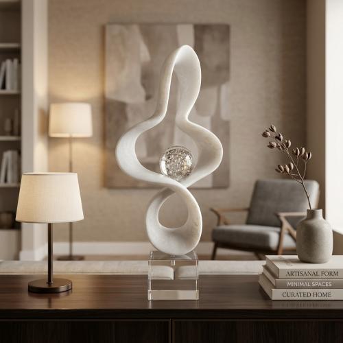 تحفة ديكور انسيابية بكرة كريستال | تصميم فني فاخر...