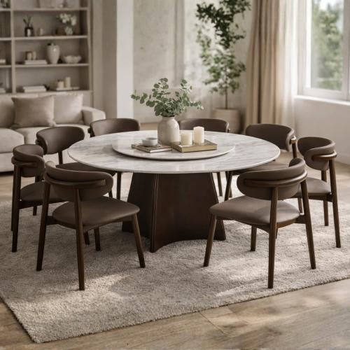 طاولة طعام مودرن مع 8 كراسي بتصميم فاخر - بني
