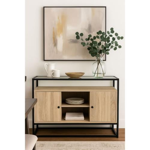 بوفيه عصري بتصميم أنيق - خشب و ارجل حديد