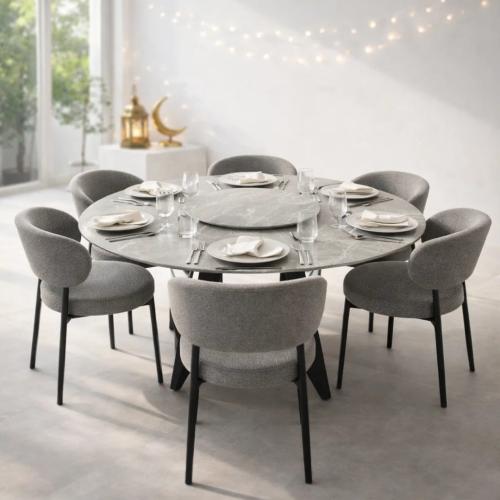 طاولة طعام سيراميك 6 كراسي بتصميم دائري أنيق