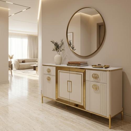 دولاب بوفيه مودرن بسطح سيراميك - تصميم يجمع بين الرقي والفخامة