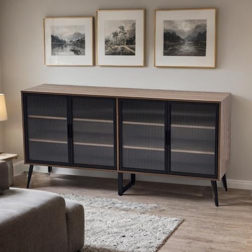 بوفيه خشب باللون البني مقاس 160X40X80سم