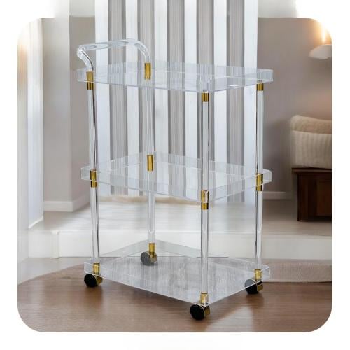 عربة خدمة ترولي - لون ذهبي و شفاف