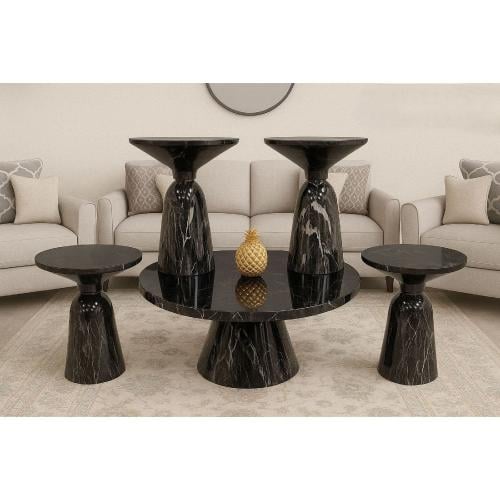 طقم طاولات مودرن 5 قطع بتصميم فاخر - أسود