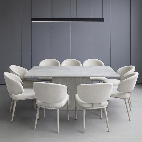 طاولة طعام مودرن 8 كراسي - رمادي