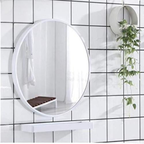 مرايا حائط بتصميم دائرى باللون الأبيض مقاس 80 سم