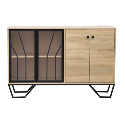 دولاب بوفية خشب ومعدن بيج أنيق | تنسيق فاخر وراقٍ...