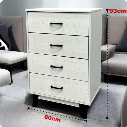 كومدينه خشب 4 ادراج باللون الأبيض مقاس 60x93 سم