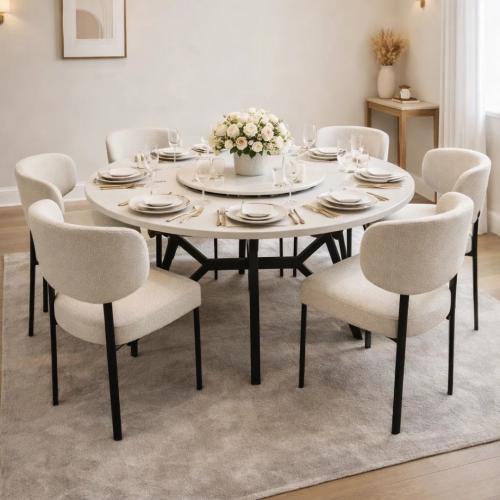 طاولة طعام سيراميك مودرن 6 كراسي - لون بيج