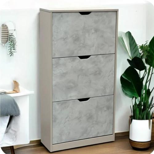 خزانة احذية خشب 3 دور باللون الرصاصي مقاس 115x60 س...