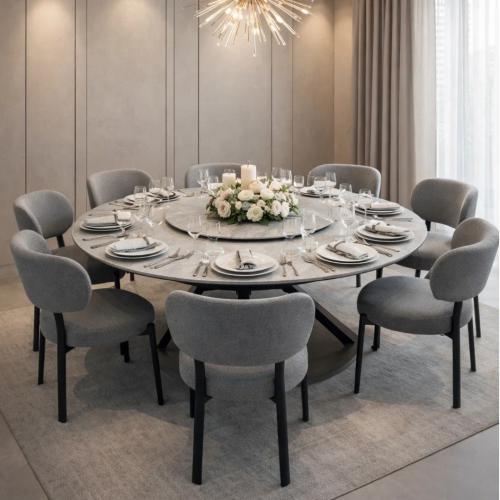 طاولة طعام 8 كراسي سيراميك - لون رمادي