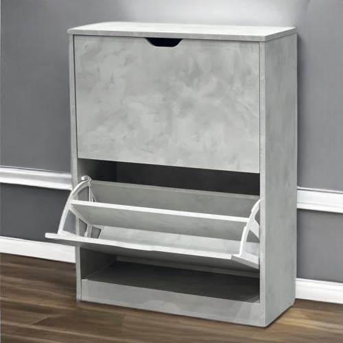 خزانه احذيه من الخشب اتنين باب باللون الرمادي مقاس...