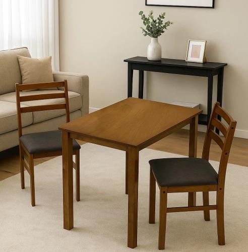 طاولة طعام مودرن خشب ماليزي مع 2 كرسي - لون بني