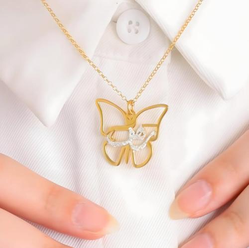 سلسال نسائي ذهبي شكل فراشة بالاسم