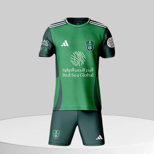 طقم الاهلي السعودي الجديد لون أخضر 2025