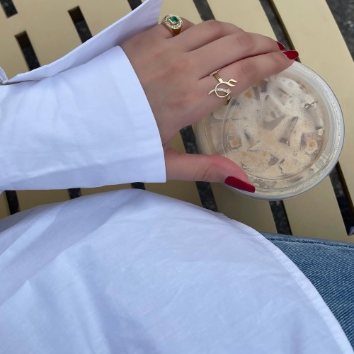 خاتم نسائي بحرف ع لون ذهبي