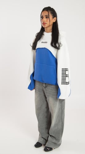 BLUE & WHITE WAVE HOODIE
