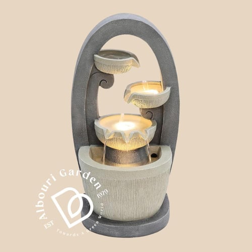 نافورة وعاء طبقات مع ضوء ليد